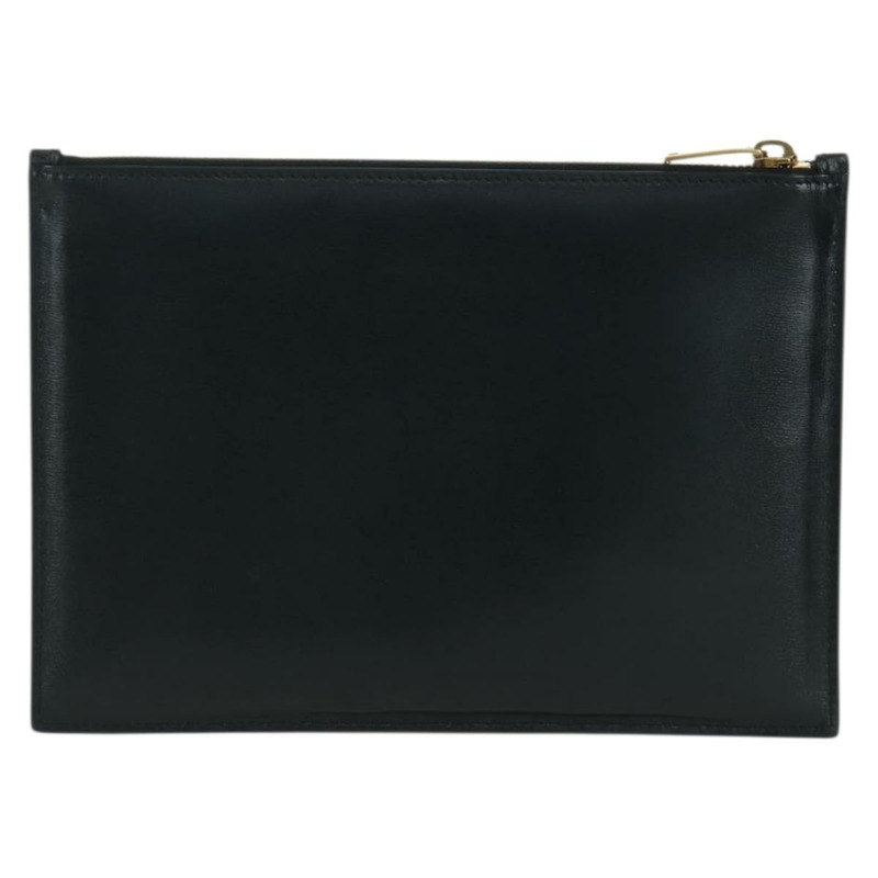 【日本直送】SAINT LAURENT 藤編皮革手拿包 黑色 金色 正品 ki6591M-1