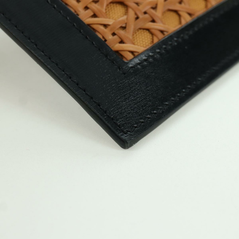 【日本直送】SAINT LAURENT 藤編皮革手拿包 黑色 金色 正品 ki6591M-6