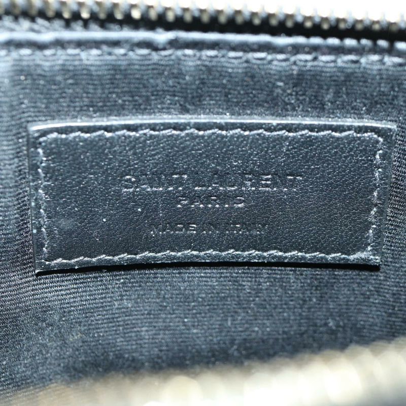 【日本直送】SAINT LAURENT 藤編皮革手拿包 黑色 金色 正品 ki6591M-8