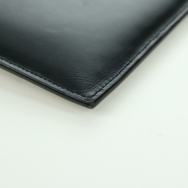 【日本直送】SAINT LAURENT 藤編皮革手拿包 黑色 金色 正品 ki6591M-14