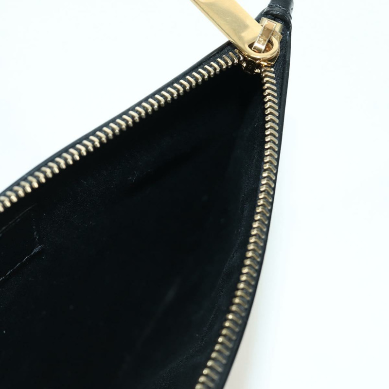 【日本直送】SAINT LAURENT 藤編皮革手拿包 黑色 金色 正品 ki6591M-17