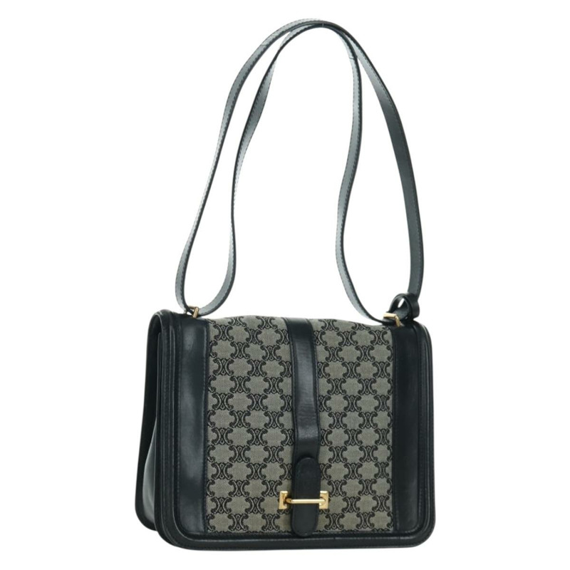 【日本直送】CELINE Macadam帆布肩背包 黑色金色 正品 YKZ208V-0