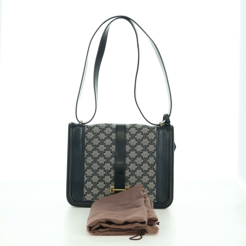 【日本直送】CELINE Macadam帆布肩背包 黑色金色 正品 YKZ208V-11