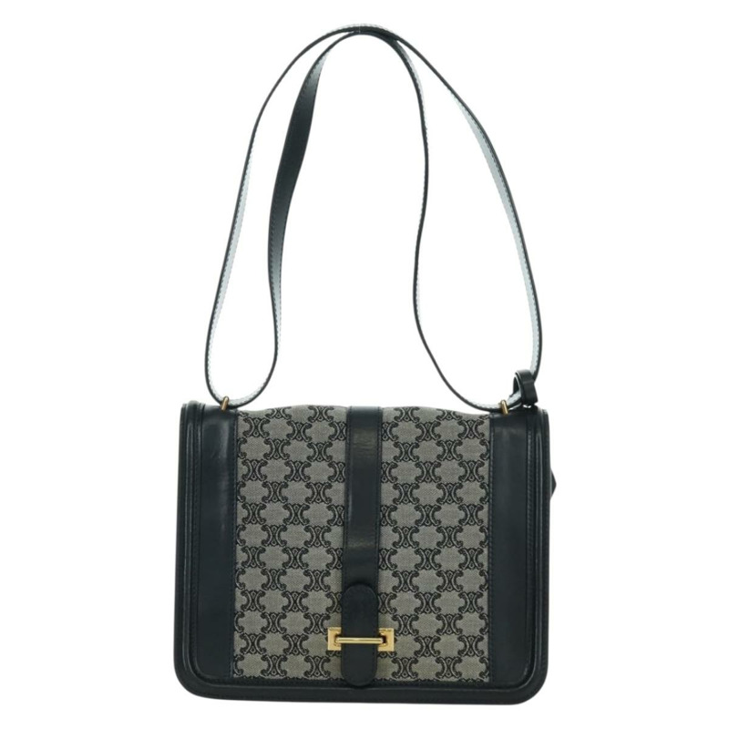 【日本直送】CELINE Macadam帆布肩背包 黑色金色 正品 YKZ208V-12