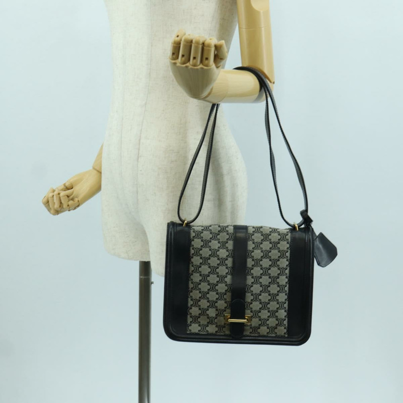 【日本直送】CELINE Macadam帆布肩背包 黑色金色 正品 YKZ208V-27