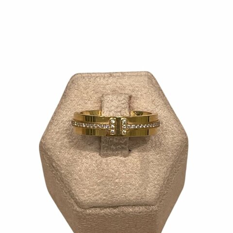 TIFFANY&CO. 蒂芙尼 T系列 鑽石戒指 K18YG #50
