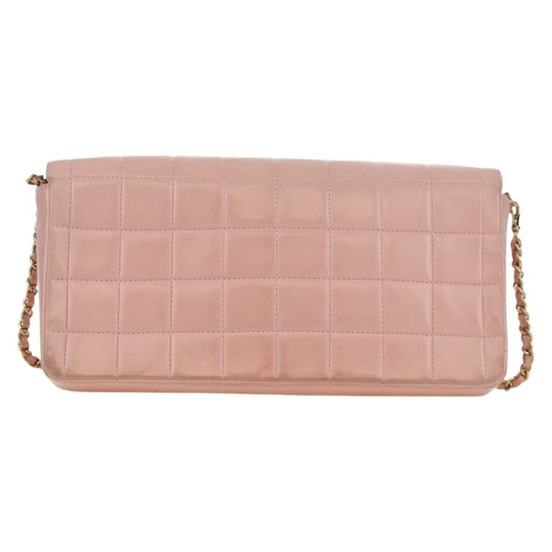 【日本直送】香奈兒 Choco Bar 鏈單肩包 羊皮 粉紅色 金 CC 標誌 正品 YKZ101SAV-1