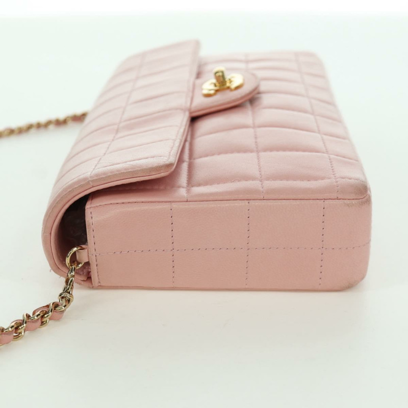 【日本直送】香奈兒 Choco Bar 鏈單肩包 羊皮 粉紅色 金 CC 標誌 正品 YKZ101SAV-2