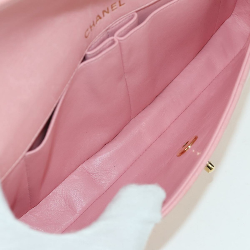 【日本直送】香奈兒 Choco Bar 鏈單肩包 羊皮 粉紅色 金 CC 標誌 正品 YKZ101SAV-9