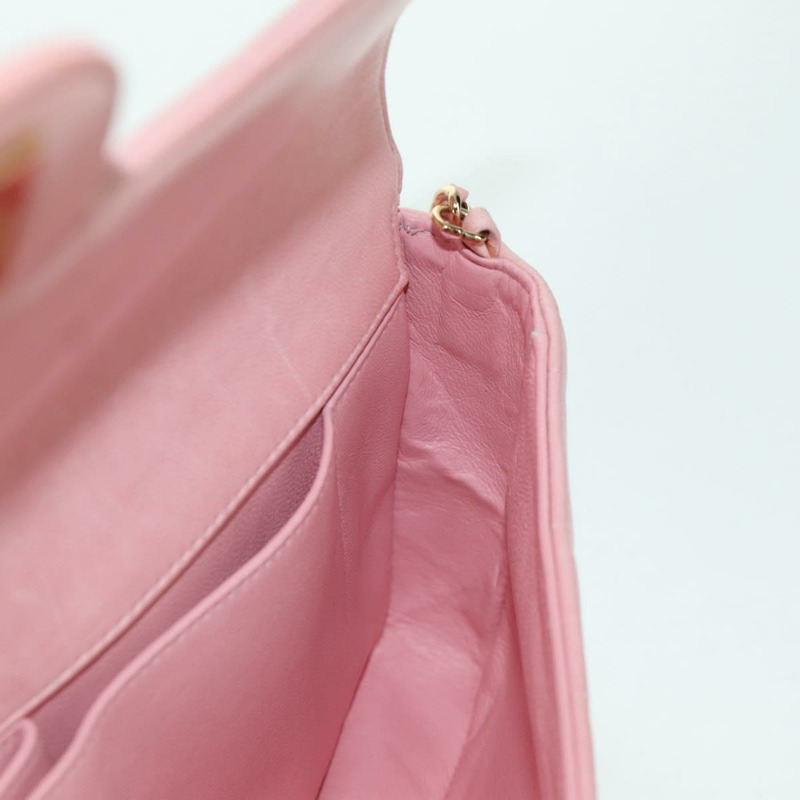 【日本直送】香奈兒 Choco Bar 鏈單肩包 羊皮 粉紅色 金 CC 標誌 正品 YKZ101SAV-20