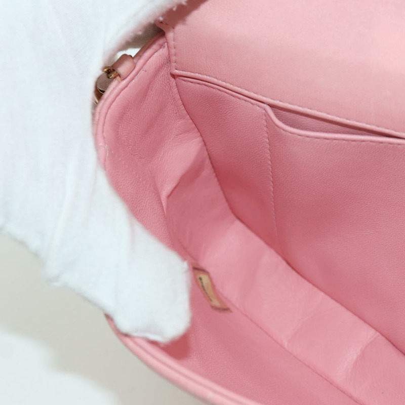 【日本直送】香奈兒 Choco Bar 鏈單肩包 羊皮 粉紅色 金 CC 標誌 正品 YKZ101SAV-21