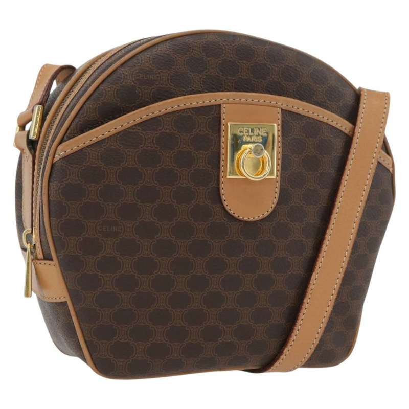 【日本直送】CELINE Macadam帆布肩背包 PVC皮革 棕色 金色 正品 am11126A-0