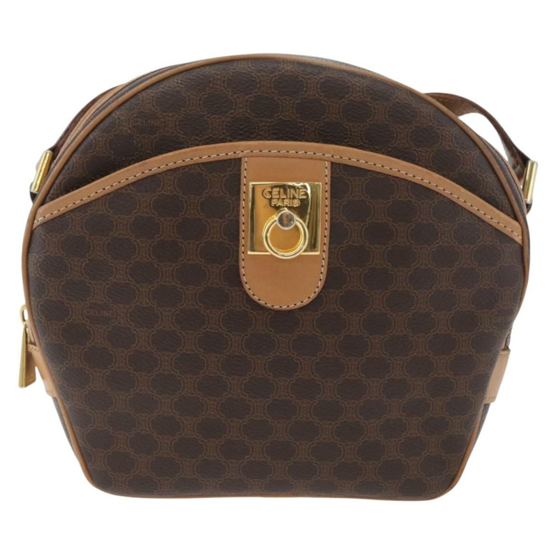 【日本直送】CELINE Macadam帆布肩背包 PVC皮革 棕色 金色 正品 am11126A-12