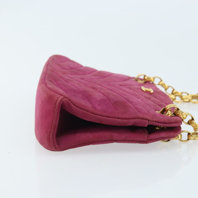 【日本直送】香奈兒鏈條肩背包，紫色麂皮，金色雙C標誌，正品 AMZ166A-2