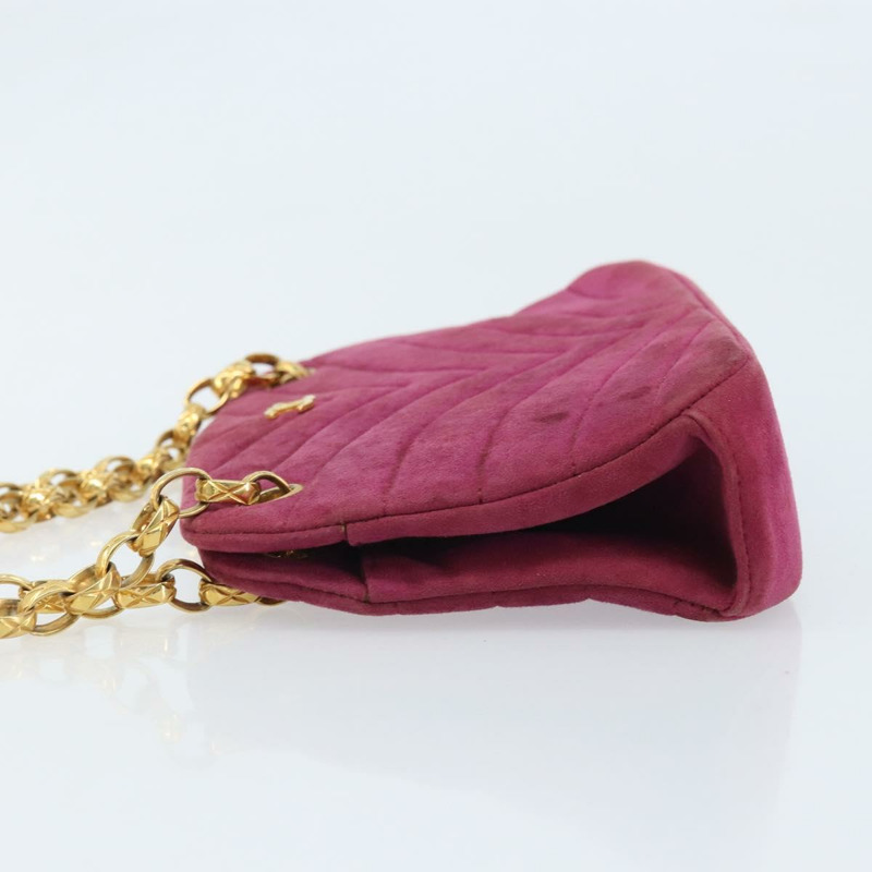 【日本直送】香奈兒鏈條肩背包，紫色麂皮，金色雙C標誌，正品 AMZ166A-3