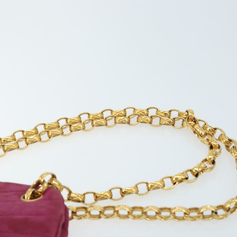 【日本直送】香奈兒鏈條肩背包，紫色麂皮，金色雙C標誌，正品 AMZ166A-13