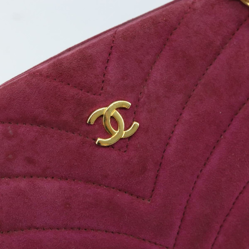 【日本直送】香奈兒鏈條肩背包，紫色麂皮，金色雙C標誌，正品 AMZ166A-17