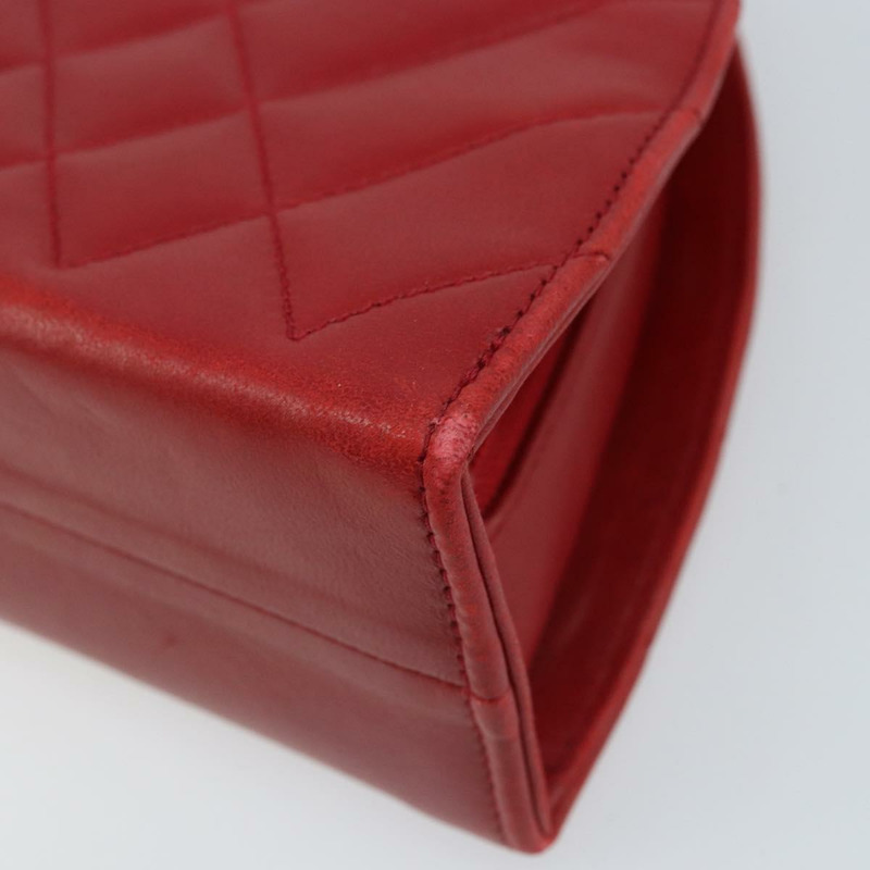 【日本直送】香奈兒 (CHANEL) 絎縫鏈條單肩包，羊皮材質，紅色金色雙C標誌，正品 AMZ168A-7