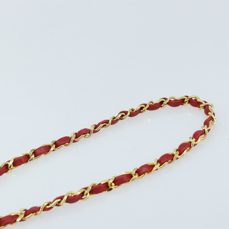 【日本直送】香奈兒 (CHANEL) 絎縫鏈條單肩包，羊皮材質，紅色金色雙C標誌，正品 AMZ168A-13