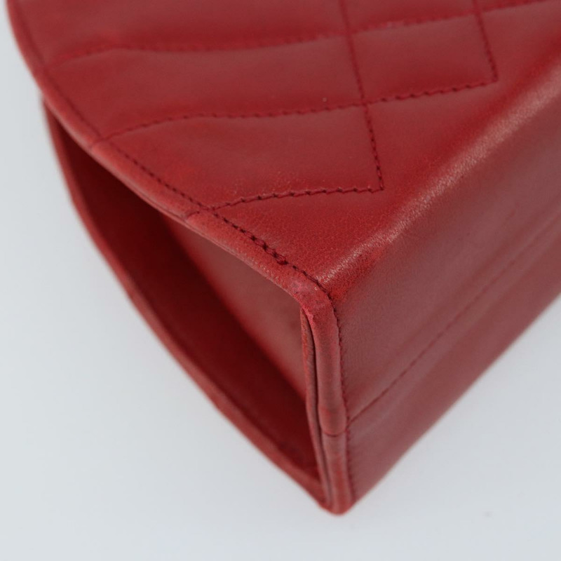 【日本直送】香奈兒 (CHANEL) 絎縫鏈條單肩包，羊皮材質，紅色金色雙C標誌，正品 AMZ168A-16