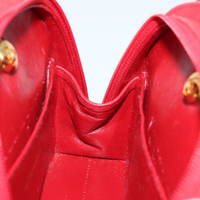 【日本直送】香奈兒 (CHANEL) 絎縫鏈條單肩包，羊皮材質，紅色金色雙C標誌，正品 AMZ168A-19