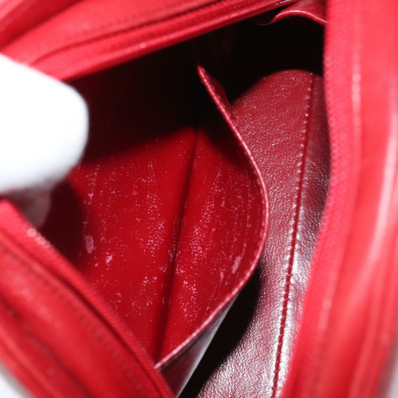 【日本直送】香奈兒 (CHANEL) 絎縫鏈條單肩包，羊皮材質，紅色金色雙C標誌，正品 AMZ168A-22