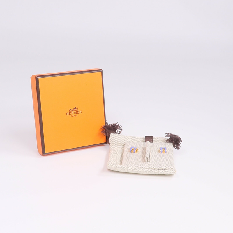 HERMES 金屬Mini Pop H耳環Lilas-5