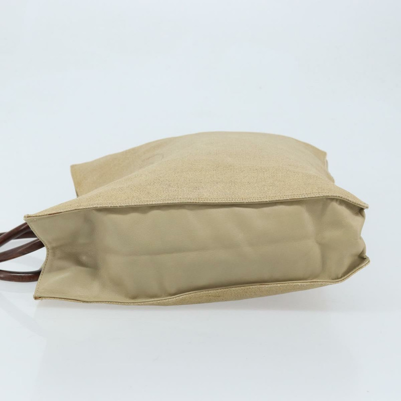 【日本直送】香奈兒 COCO 標誌木柄手袋帆布米色金色 CC 正品 AMZ163A-3