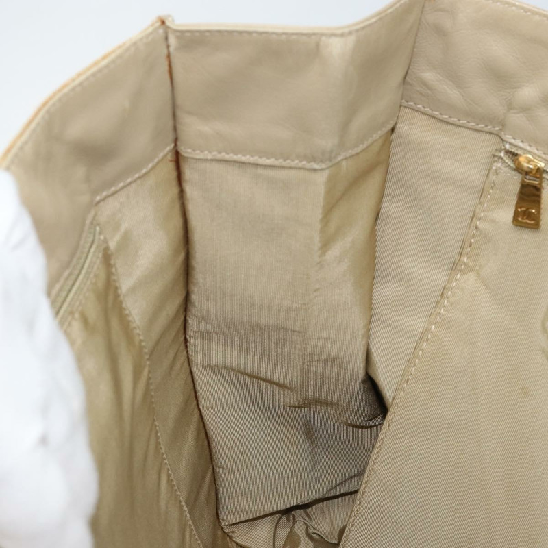 【日本直送】香奈兒 COCO 標誌木柄手袋帆布米色金色 CC 正品 AMZ163A-17