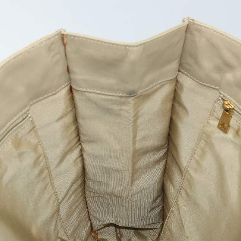 【日本直送】香奈兒 COCO 標誌木柄手袋帆布米色金色 CC 正品 AMZ163A-18