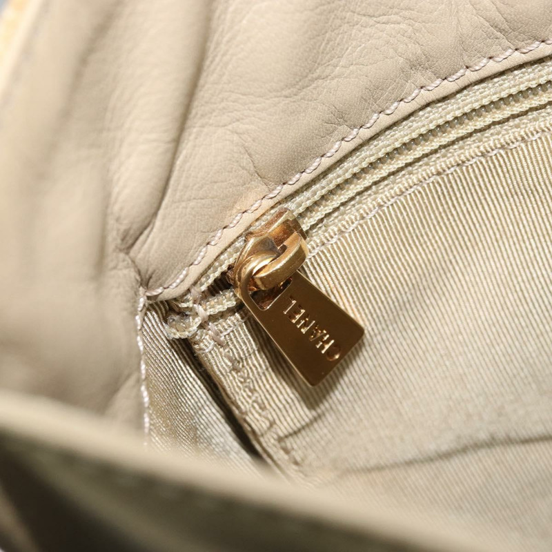 【日本直送】香奈兒 COCO 標誌木柄手袋帆布米色金色 CC 正品 AMZ163A-19