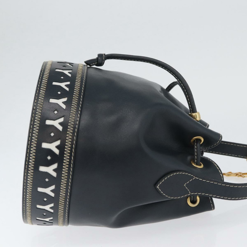 【日本直送】SAINT LAURENT 手提包 單肩包 皮革 海軍藍 白色 金色 正品 am11069A-2