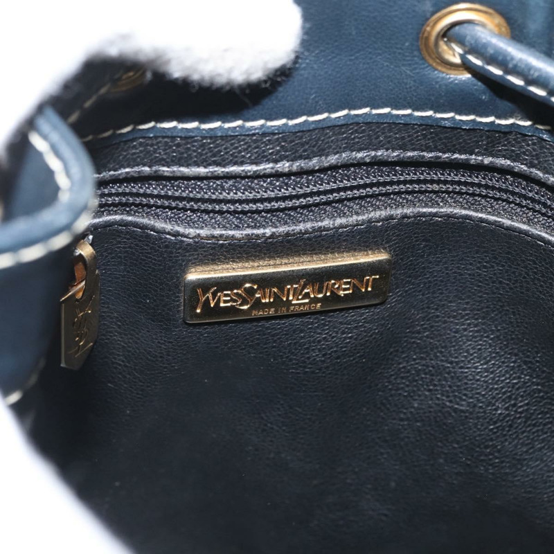 【日本直送】SAINT LAURENT 手提包 單肩包 皮革 海軍藍 白色 金色 正品 am11069A-10