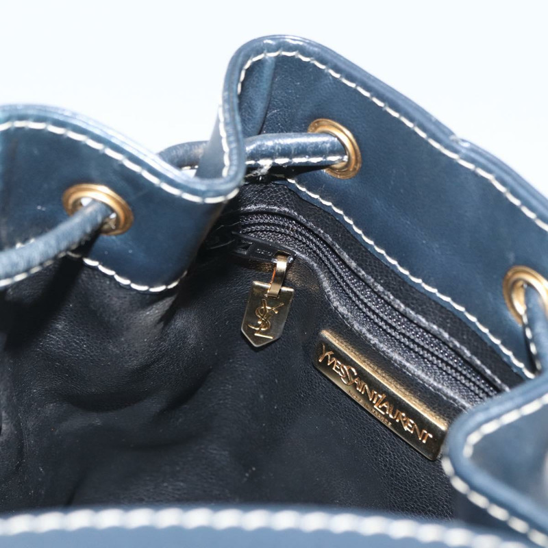 【日本直送】SAINT LAURENT 手提包 單肩包 皮革 海軍藍 白色 金色 正品 am11069A-18