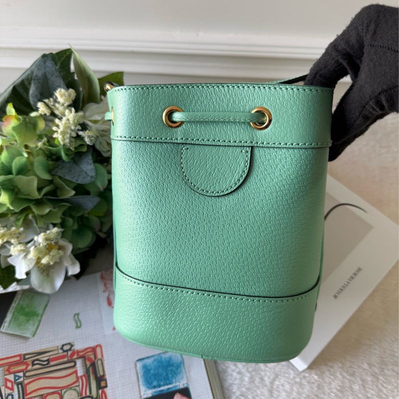 Ophidia 金色標誌水桶斜背包(Mini)(薄荷綠)-3