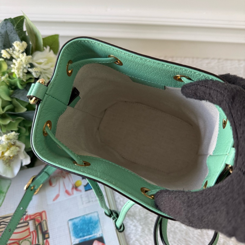 Ophidia 金色標誌水桶斜背包(Mini)(薄荷綠)-6