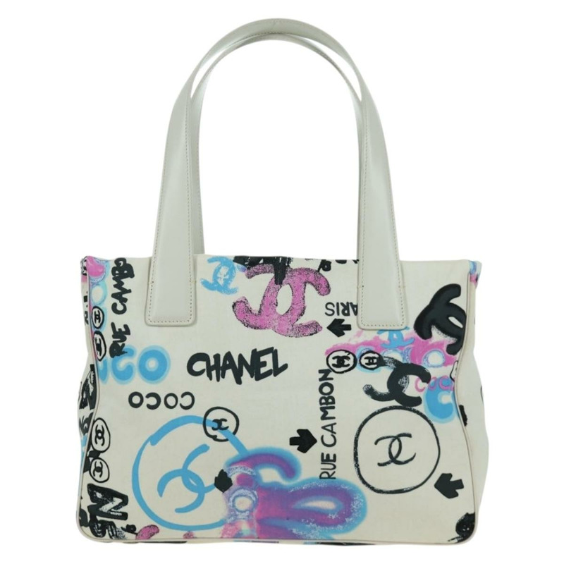 【日本直送】香奈兒新款旅遊系列夏威夷限量版手提包 尼龍材質 白色 銀色 CC 認證 AMZ373V-1