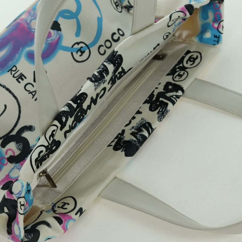 【日本直送】香奈兒新款旅遊系列夏威夷限量版手提包 尼龍材質 白色 銀色 CC 認證 AMZ373V-5