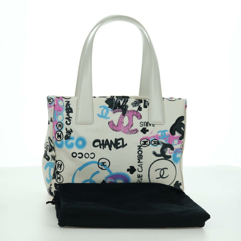 【日本直送】香奈兒新款旅遊系列夏威夷限量版手提包 尼龍材質 白色 銀色 CC 認證 AMZ373V-11