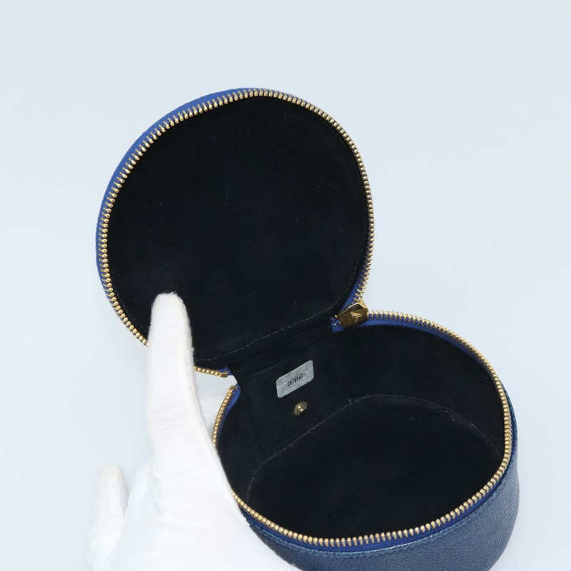 【日本直送】香奈兒魚子醬紋化妝包 海軍藍 金色 CC 標誌 YKZ201A-8