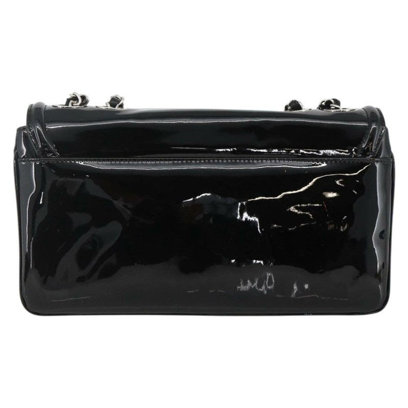 【日本直送】香奈兒唇膏線鏈條包，漆皮材質，黑色銀色雙C標誌，正品 ka3406SAV-1