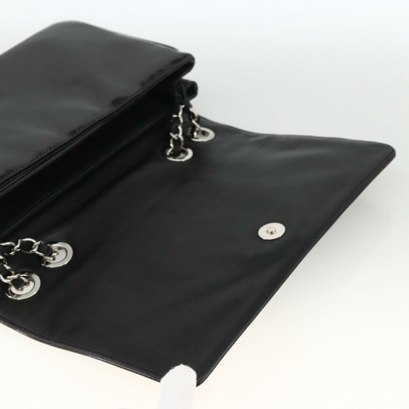 【日本直送】香奈兒唇膏線鏈條包，漆皮材質，黑色銀色雙C標誌，正品 ka3406SAV-18