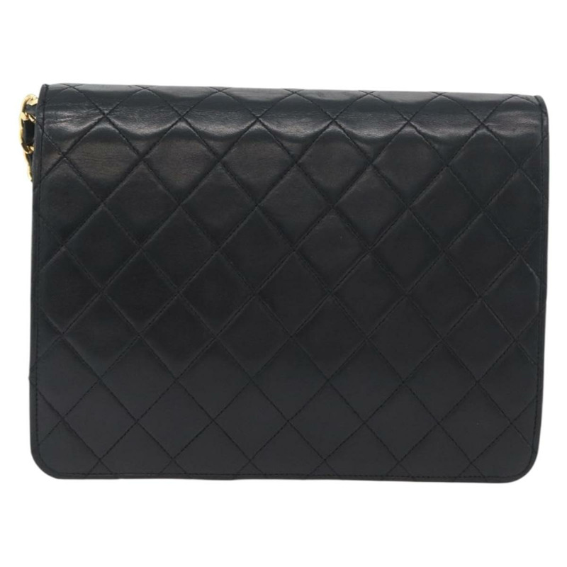 【日本直送】香奈兒鏈絎縫單肩包，羊皮材質，黑色，金色雙C標誌，正品 ka3415SAV-1