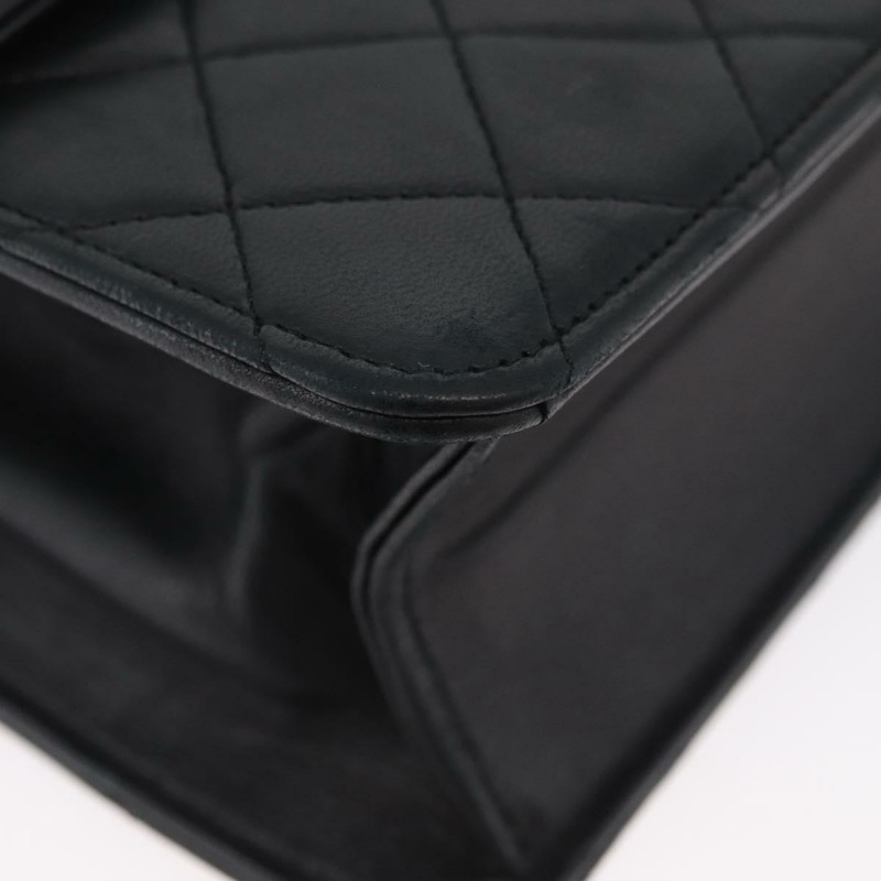 【日本直送】香奈兒鏈絎縫單肩包，羊皮材質，黑色，金色雙C標誌，正品 ka3415SAV-7