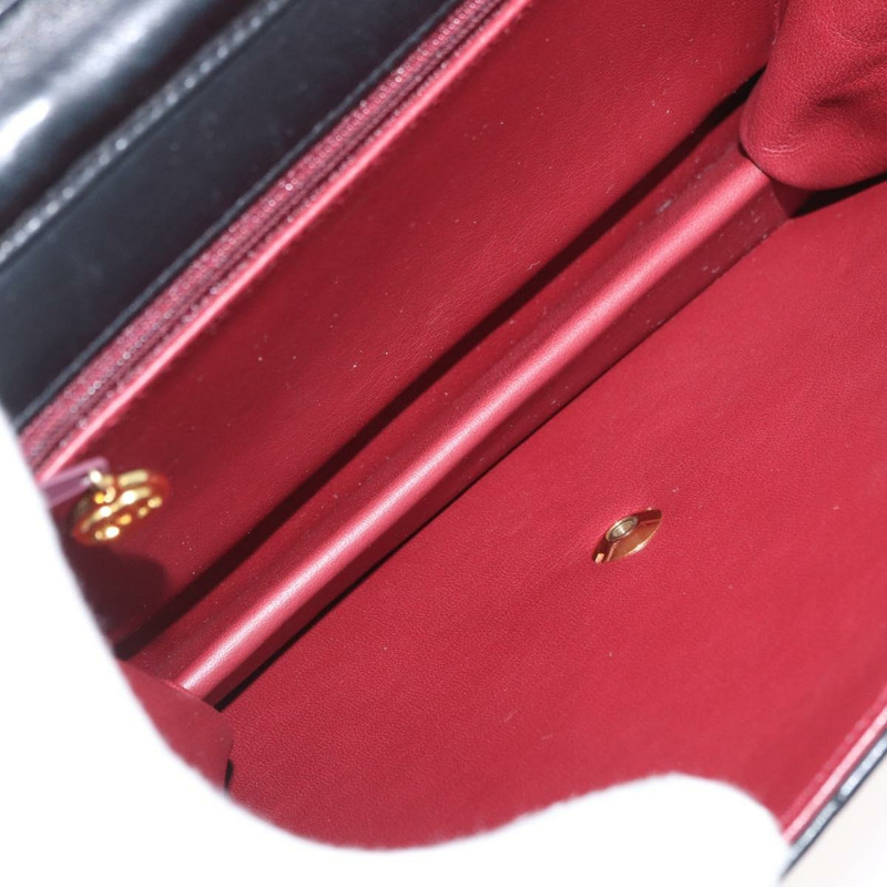 【日本直送】香奈兒鏈絎縫單肩包，羊皮材質，黑色，金色雙C標誌，正品 ka3415SAV-9