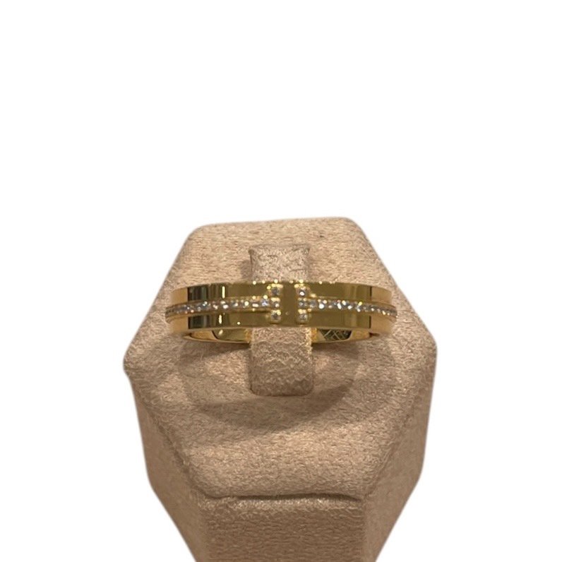 TIFFANY&CO. 蒂芙尼 T系列 鑽石戒指 K18YG #62-0