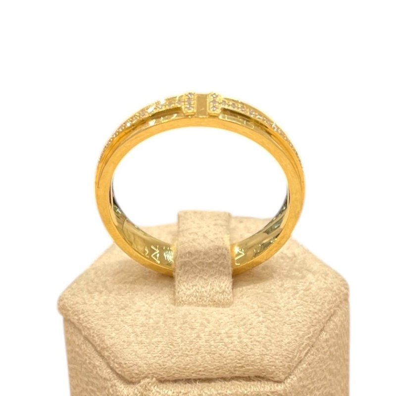 TIFFANY&CO. 蒂芙尼 T系列 鑽石戒指 K18YG #62-4