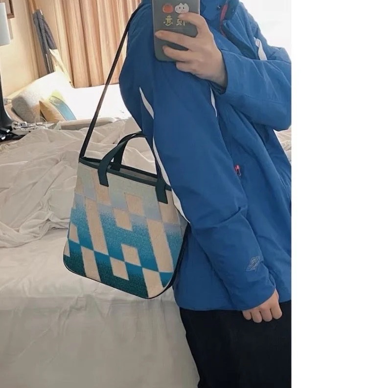 HERMES 藍色漸變拼皮 Cabas27手提肩背包27*24*8.5  9新 配件塵袋-0