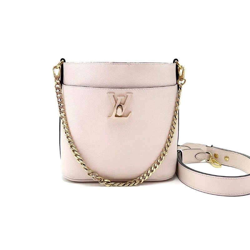 LV 白色金扣Lockandwalk 手提肩背水桶包芯片款20*20*11 9新 配件塵袋-2