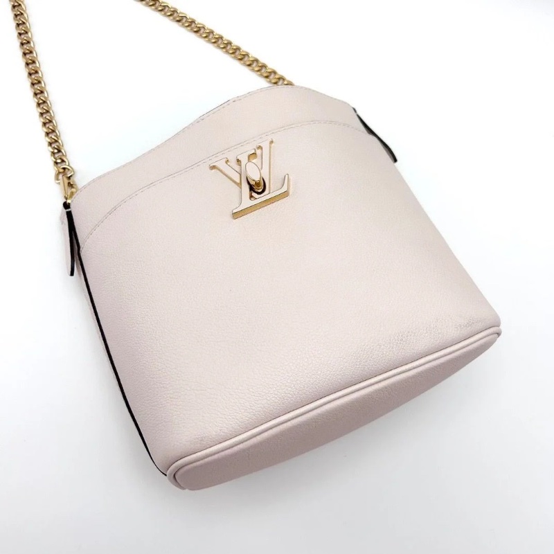 LV 白色金扣Lockandwalk 手提肩背水桶包芯片款20*20*11 9新 配件塵袋-3